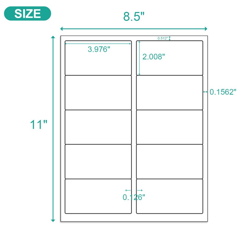 MFLABEL ملصقات شحن MFLABEL 2"x4" - 1000 ملصق عنوان مات أبيض متميز لـ FBA، طابعات ليزر وحبر (100 ورقة، 10/ورقة) + ملصقات هشة مجانية! - Image 2